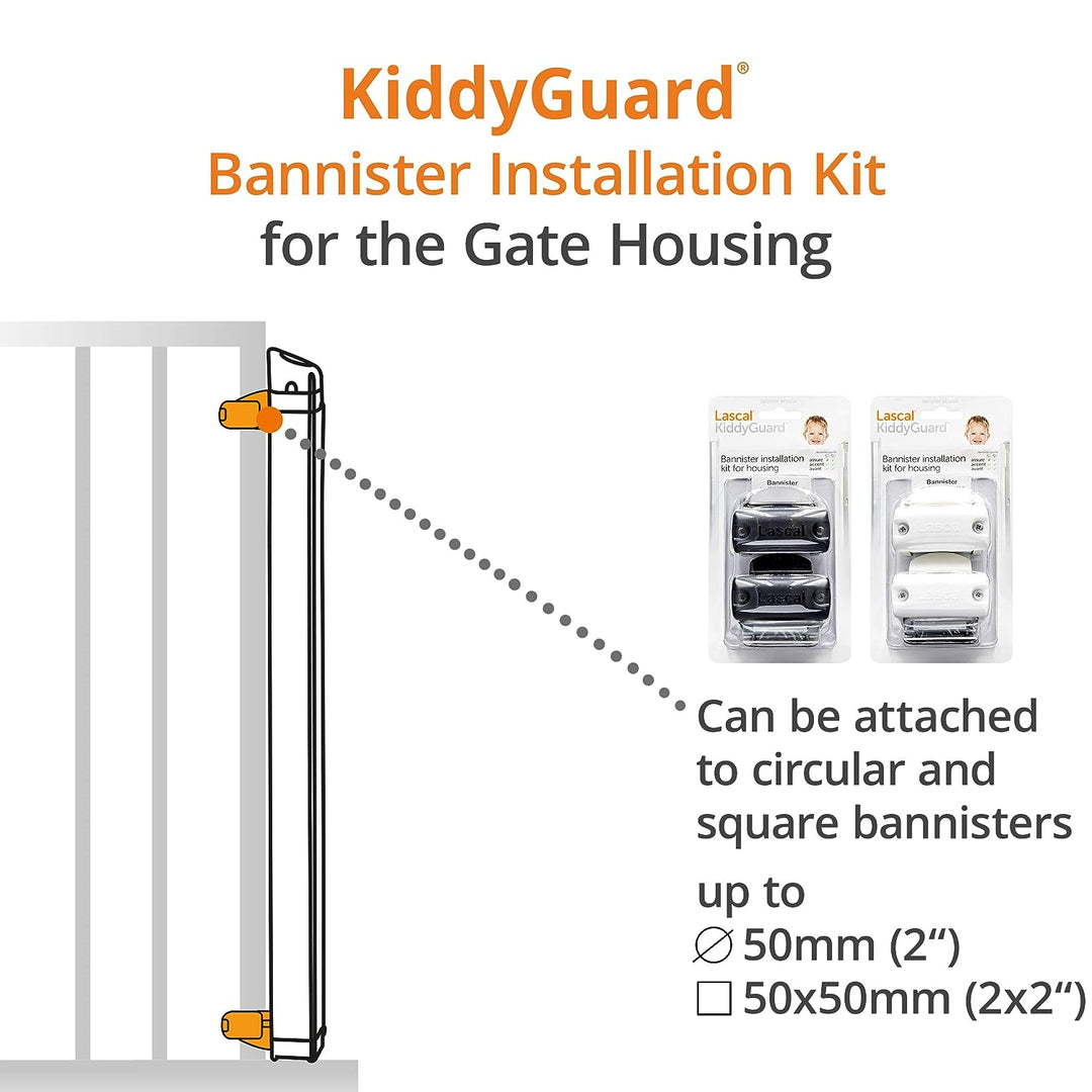 Bevestig de KiddyGuard® aan balustrades - om de behuizing van het hekje te bevestigen